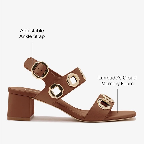 Larroudé Milan Sandal In Caramel Leather - Picture 5 of 8